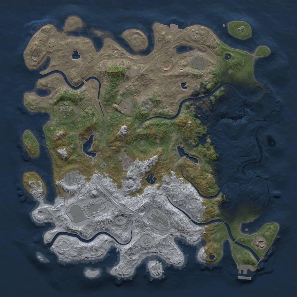 Rust Map: Procedural Map, Size: 4500, Seed: 769706443, 17 Monuments