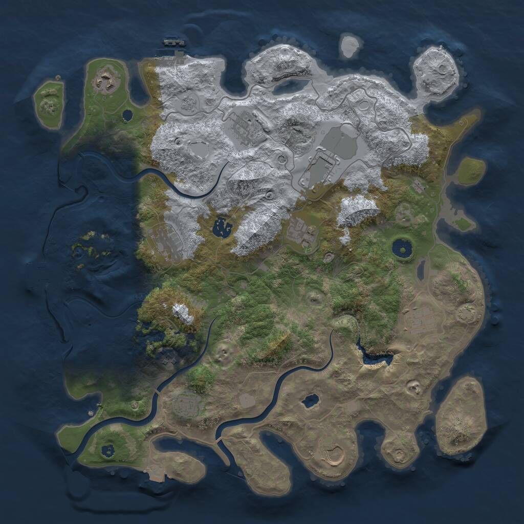 Rust Map: Procedural Map, Size: 4000, Seed: 115521924, 16 Monuments