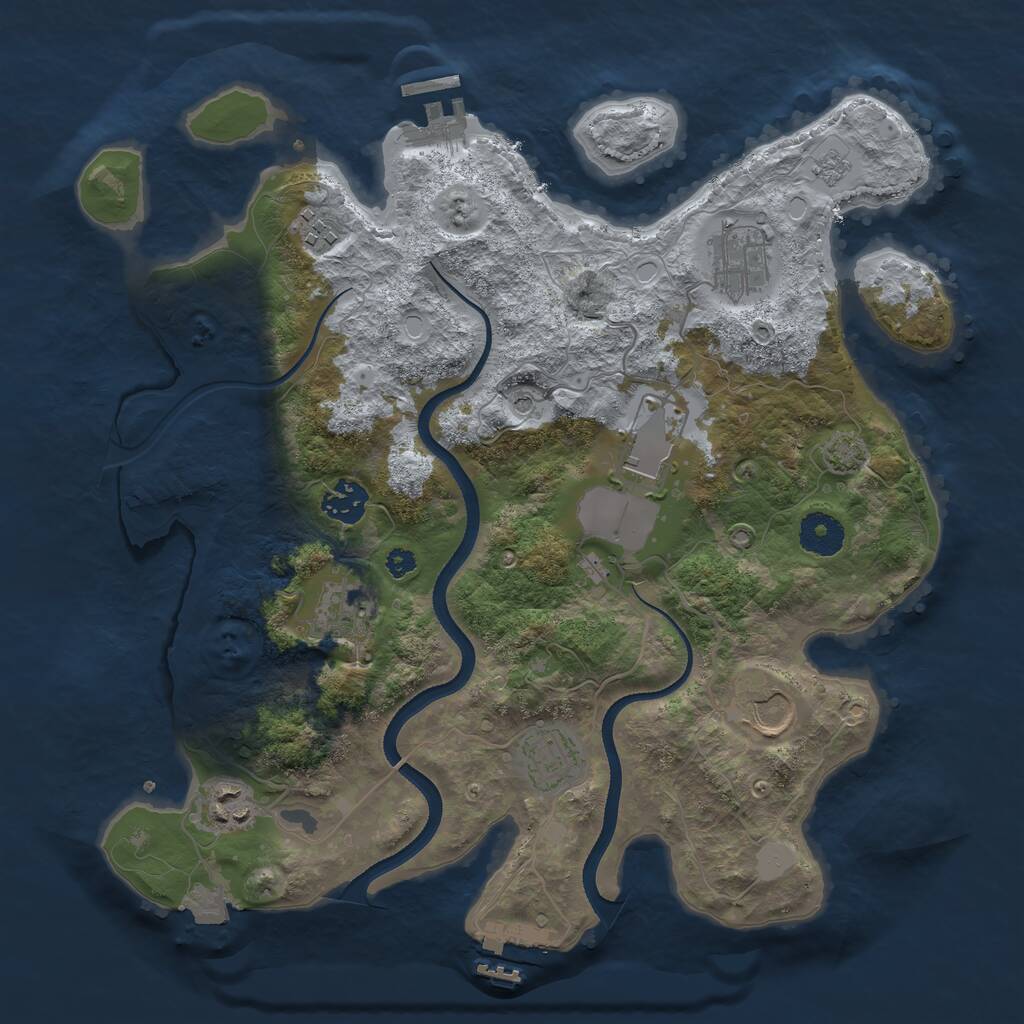 Rust Map: Procedural Map, Size: 3500, Seed: 869033780, 14 Monuments