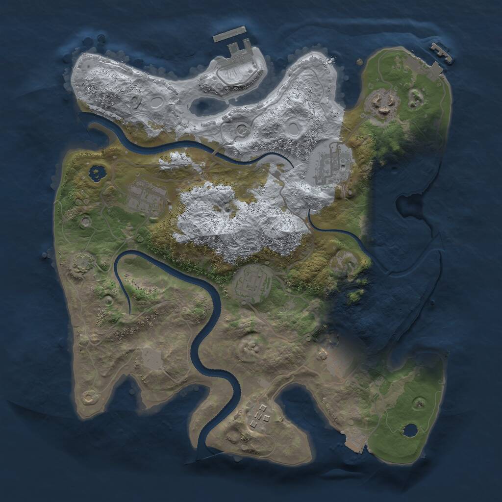 Rust Map: Procedural Map, Size: 3000, Seed: 1823197041, 11 Monuments