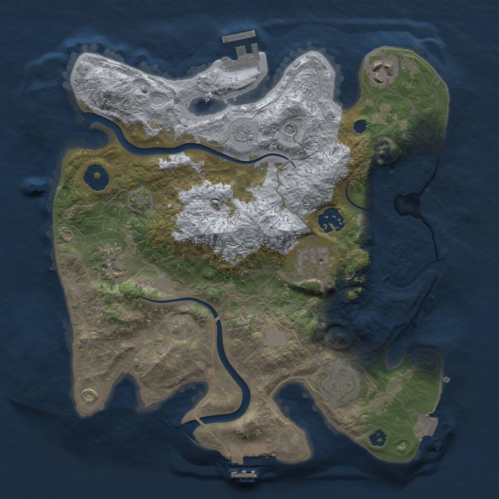 Rust Map: Procedural Map, Size: 3000, Seed: 1823197041, 11 Monuments