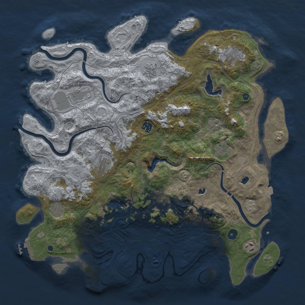 Rust Map: Procedural Map, Size: 4500, Seed: 1314513386, 16 Monuments