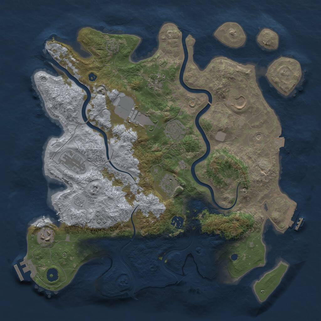 Rust Map: Procedural Map, Size: 3800, Seed: 703509270, 15 Monuments