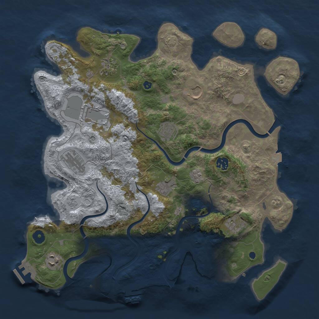 Rust Map: Procedural Map, Size: 3800, Seed: 703509270, 16 Monuments