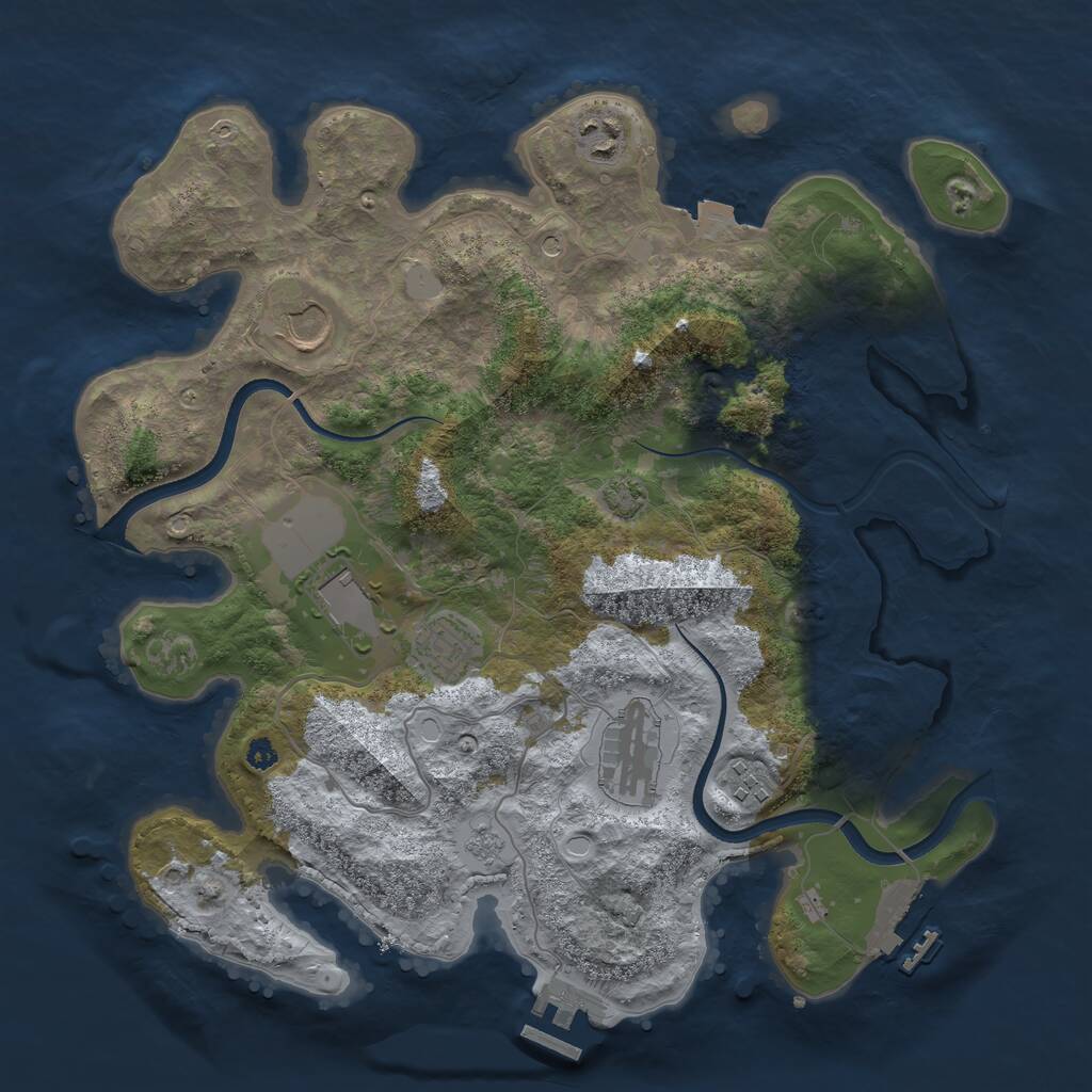 Rust Map: Procedural Map, Size: 3500, Seed: 1382565594, 12 Monuments
