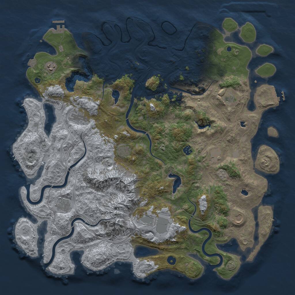 Rust Map: Procedural Map, Size: 5000, Seed: 2102046851, 16 Monuments
