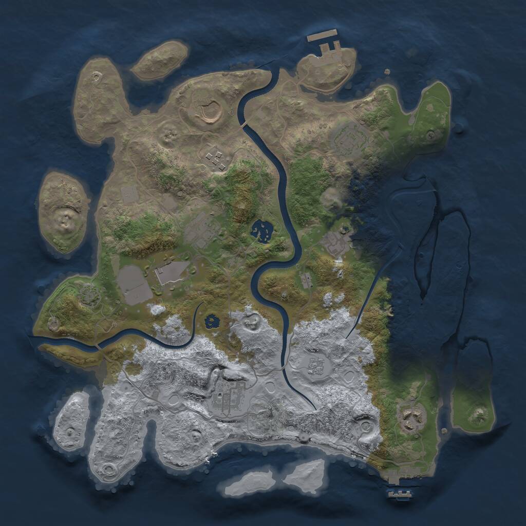 Rust Map: Procedural Map, Size: 3500, Seed: 1070650160, 15 Monuments