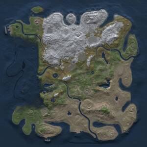 Thumbnail Rust Map: Procedural Map, Size: 4500, Seed: 160010260, 17 Monuments