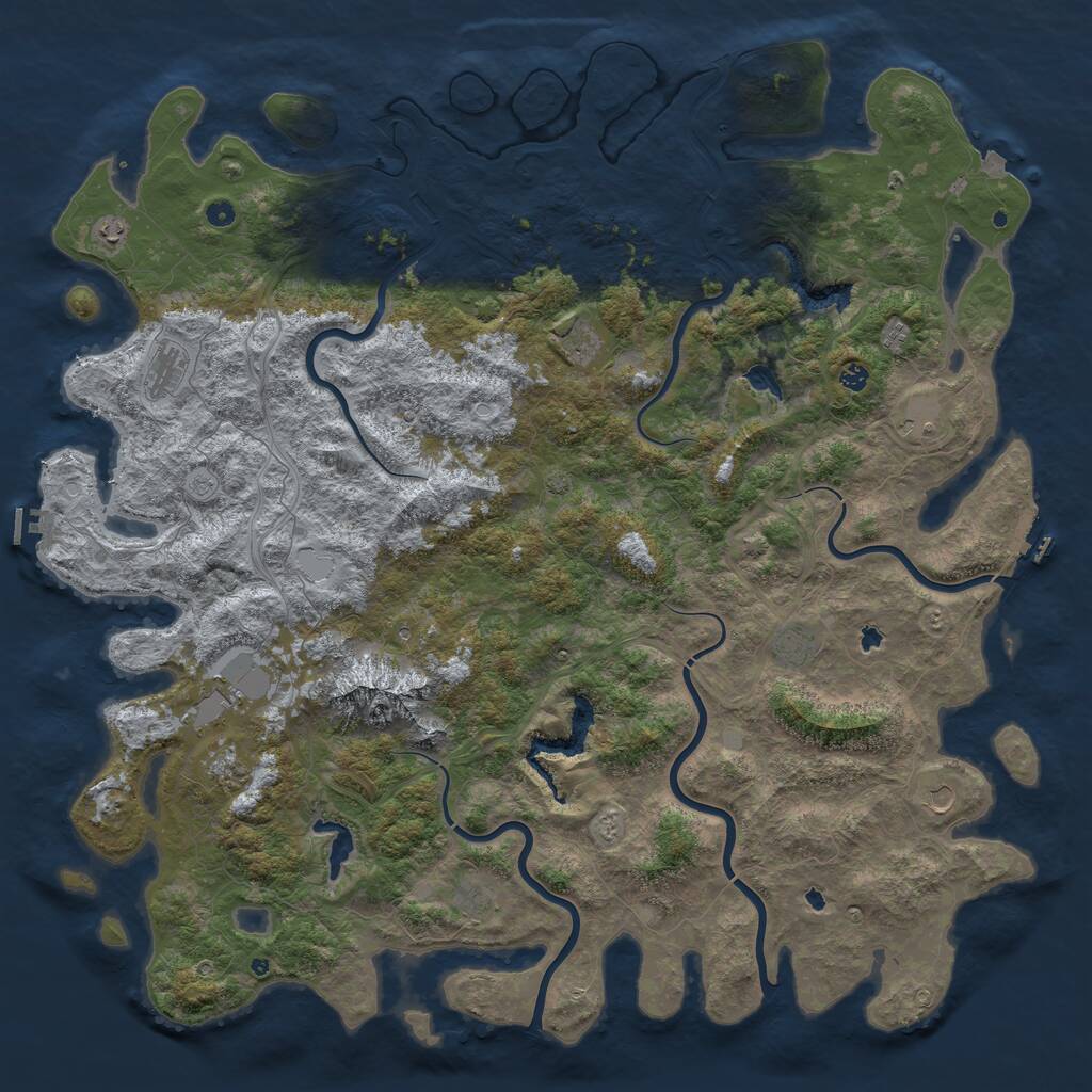 Rust Map: Procedural Map, Size: 6000, Seed: 294673789, 17 Monuments