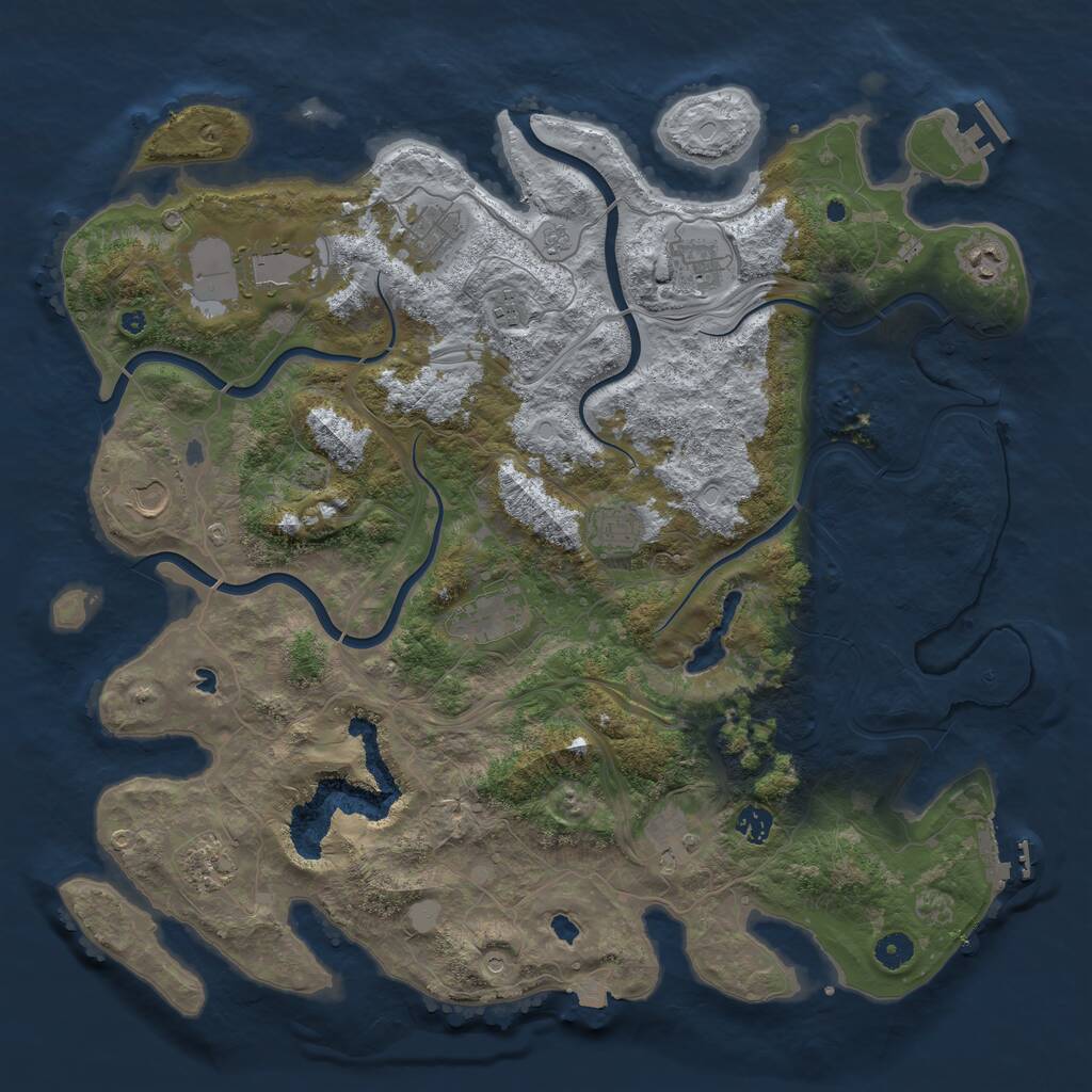 Rust Map: Procedural Map, Size: 4500, Seed: 437082998, 17 Monuments
