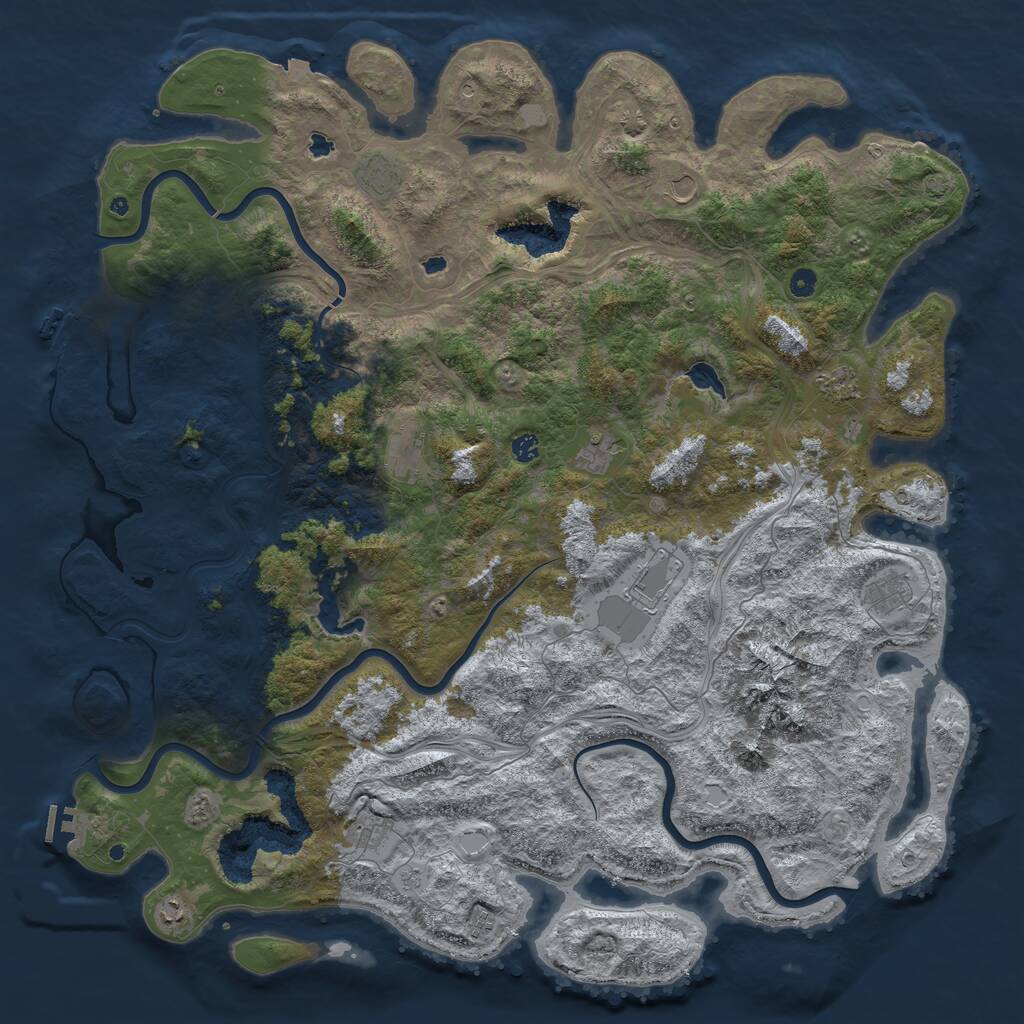 Rust Map: Procedural Map, Size: 5500, Seed: 1240419547, 17 Monuments