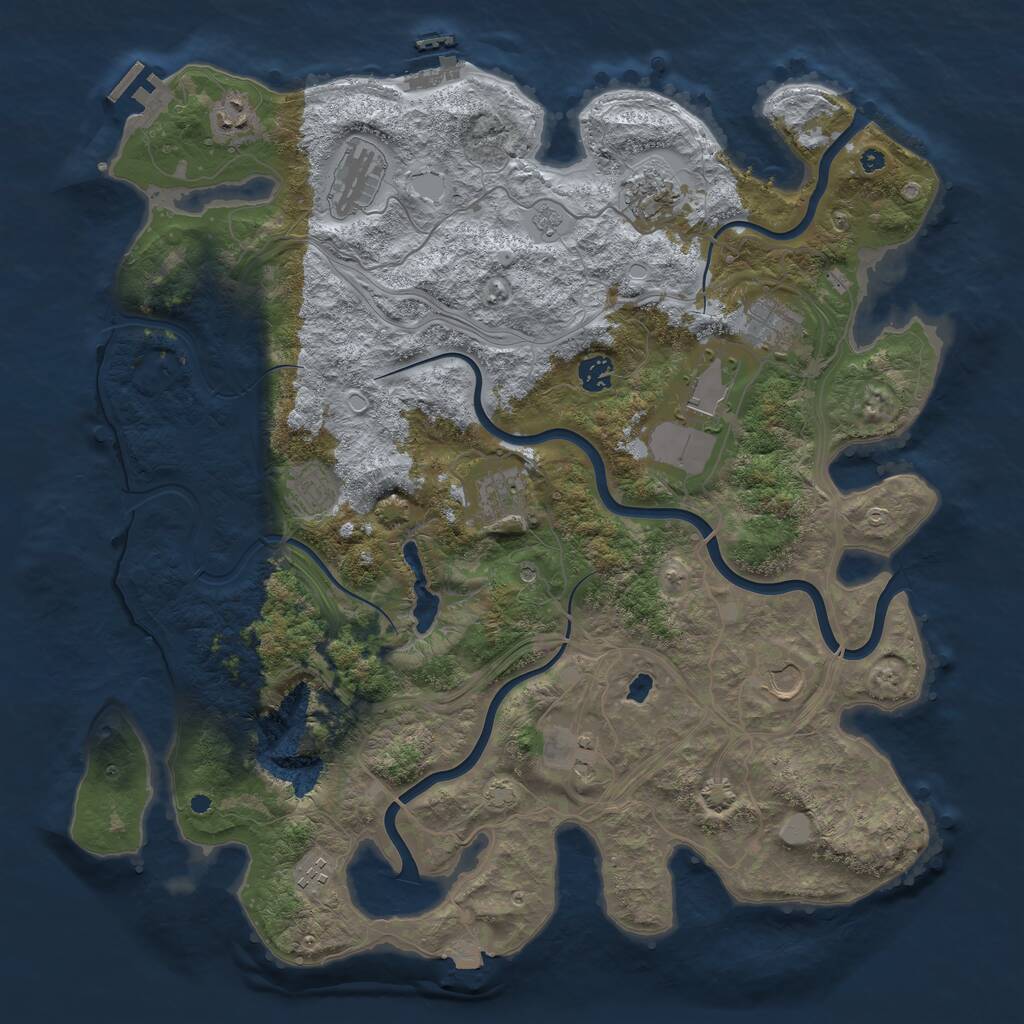 Rust Map: Procedural Map, Size: 4300, Seed: 1243650392, 17 Monuments