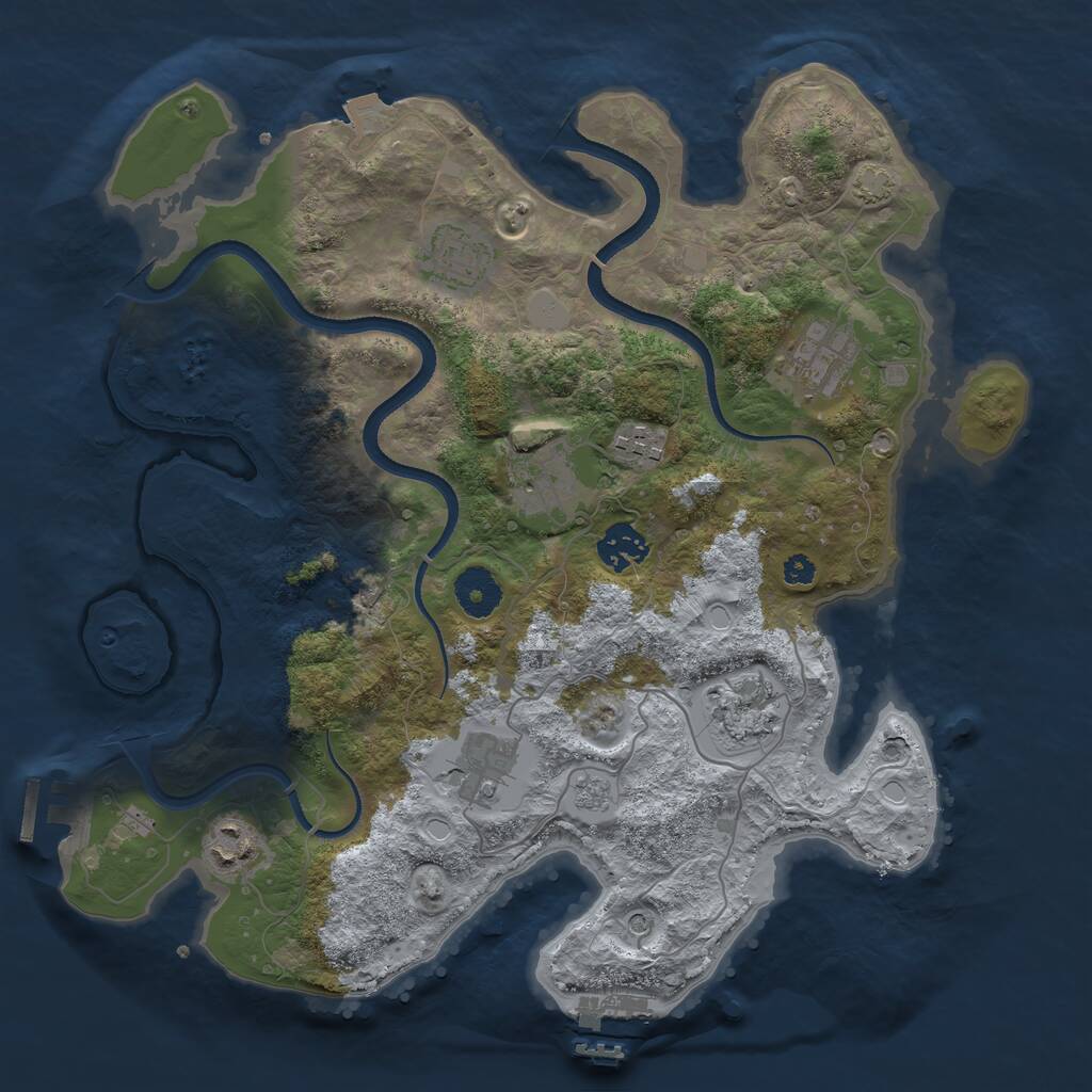 Rust Map: Procedural Map, Size: 3450, Seed: 198423304, 14 Monuments