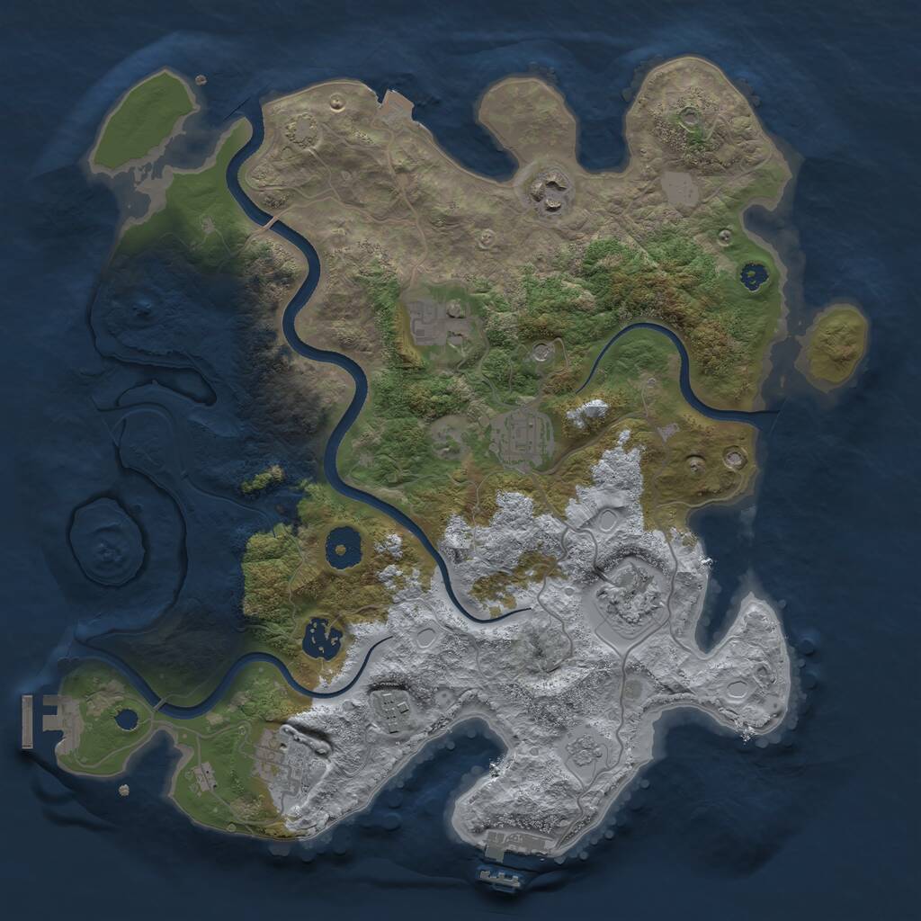 Rust Map: Procedural Map, Size: 3450, Seed: 198423304, 13 Monuments