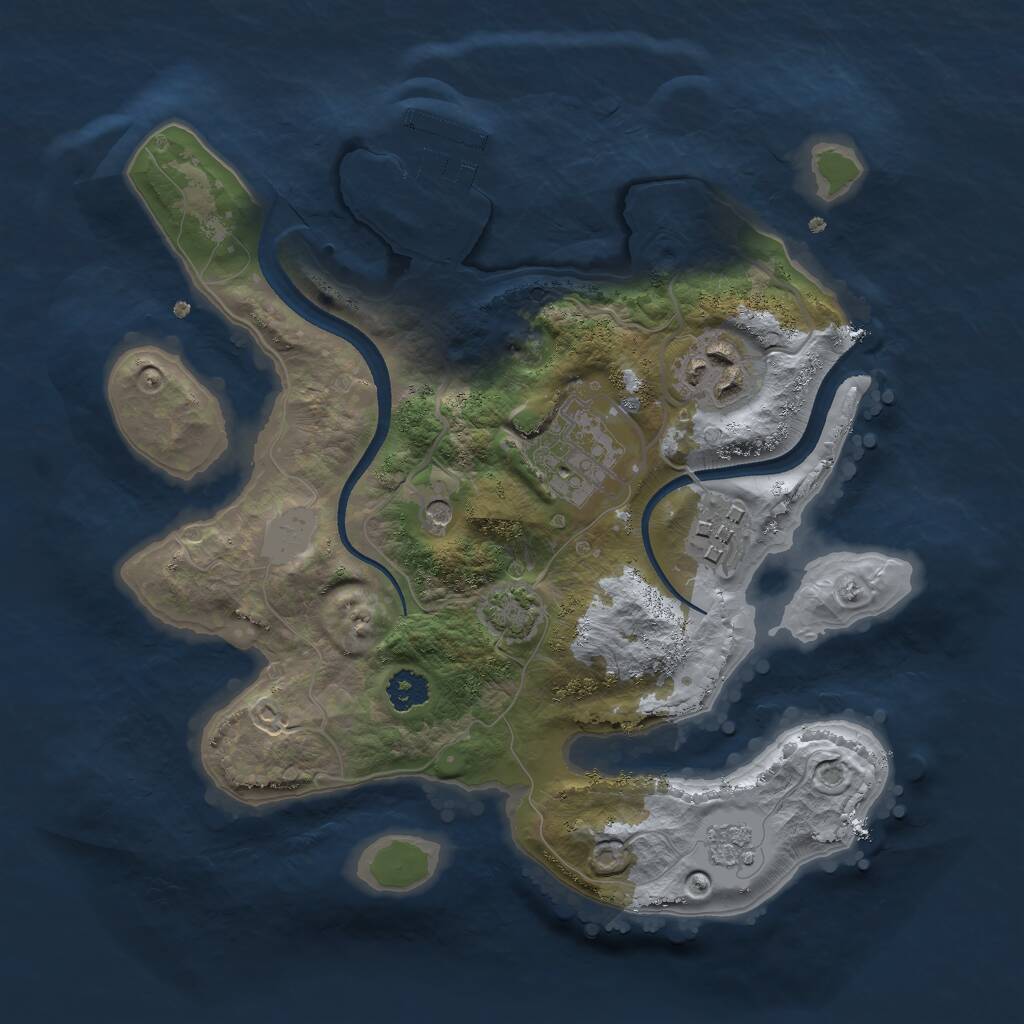 Rust Map: Procedural Map, Size: 2500, Seed: 629535, 8 Monuments