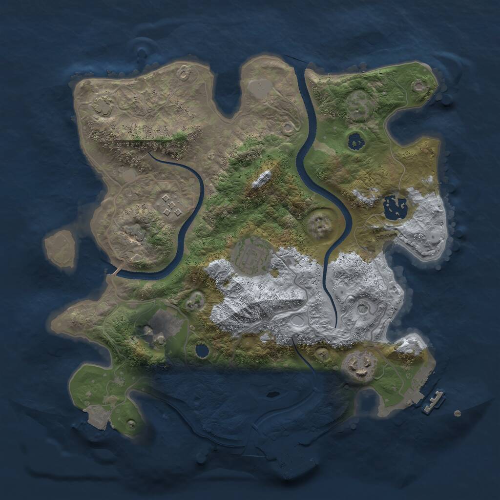 Rust Map: Procedural Map, Size: 3000, Seed: 1063863125, 10 Monuments