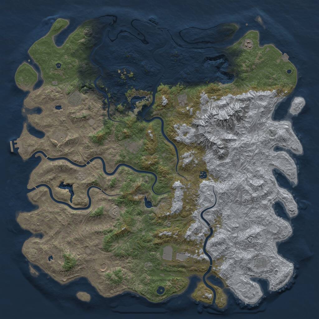 Rust Map: Procedural Map, Size: 6000, Seed: 1167430792, 17 Monuments