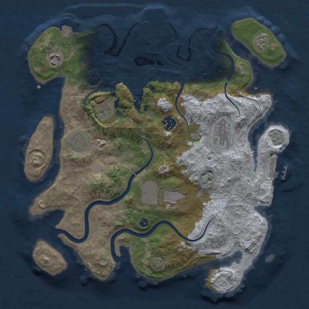 Rust Map: Procedural Map, Size: 3500, Seed: 901828, 13 Monuments