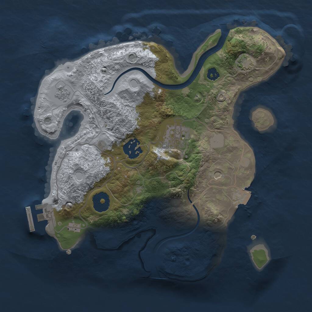 Rust Map: Procedural Map, Size: 2500, Seed: 648183, 7 Monuments