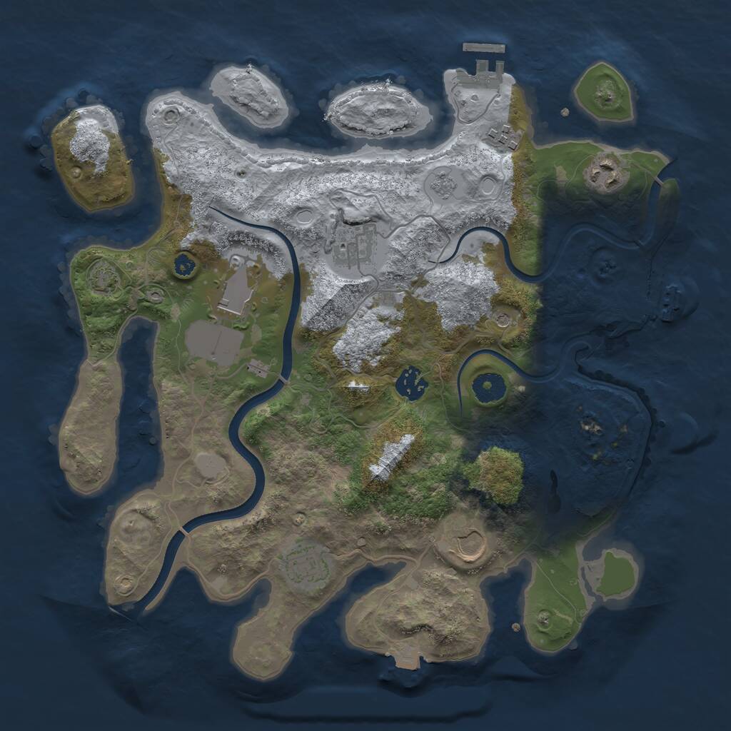 Rust Map: Procedural Map, Size: 3500, Seed: 1849912121, 13 Monuments