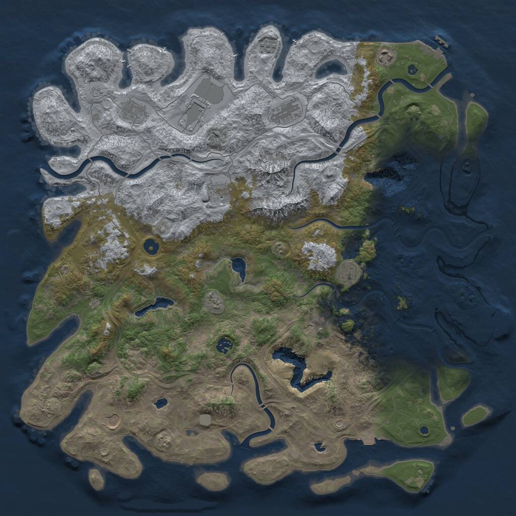 Rust Map: Procedural Map, Size: 5000, Seed: 2856309, 17 Monuments