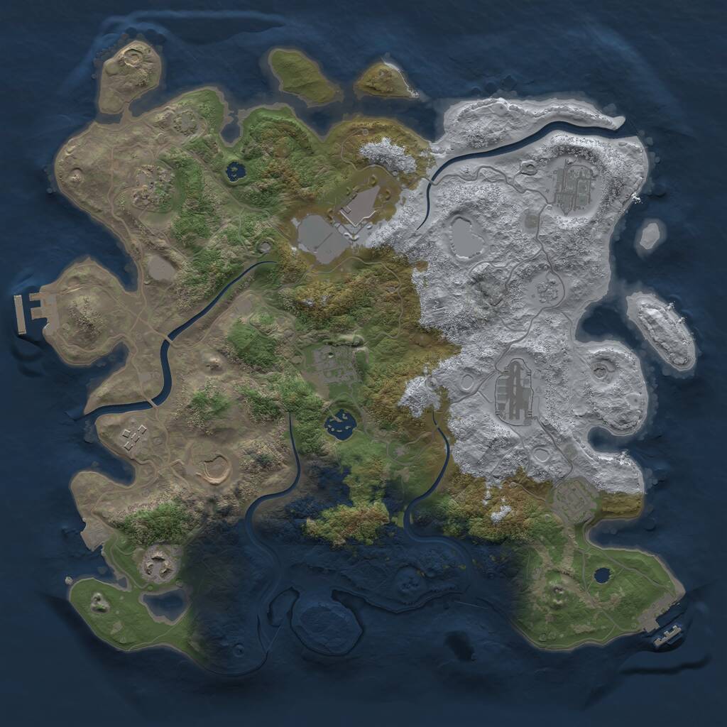 Rust Map: Procedural Map, Size: 3750, Seed: 2086531359, 16 Monuments