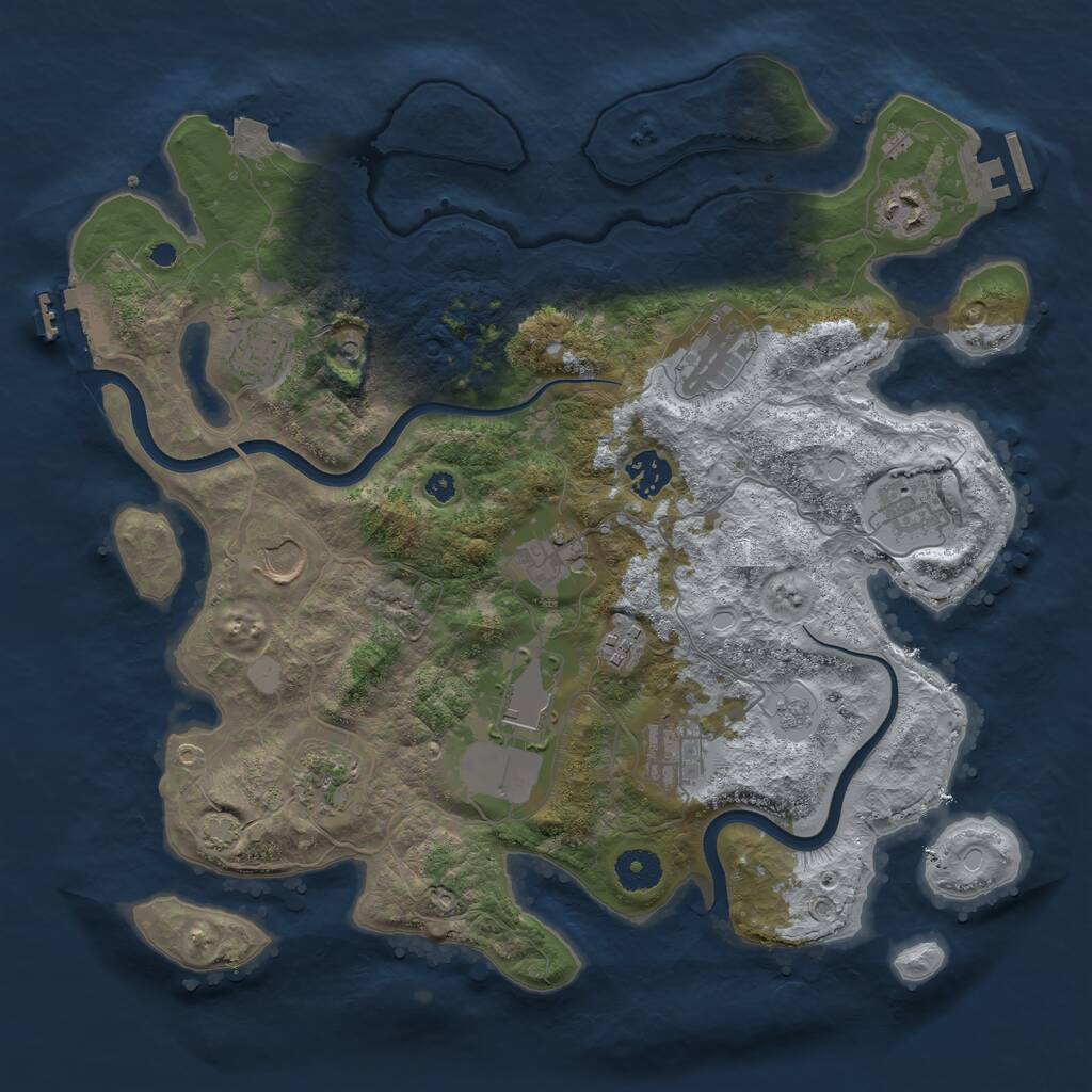 Rust Map: Procedural Map, Size: 3700, Seed: 218217704, 17 Monuments