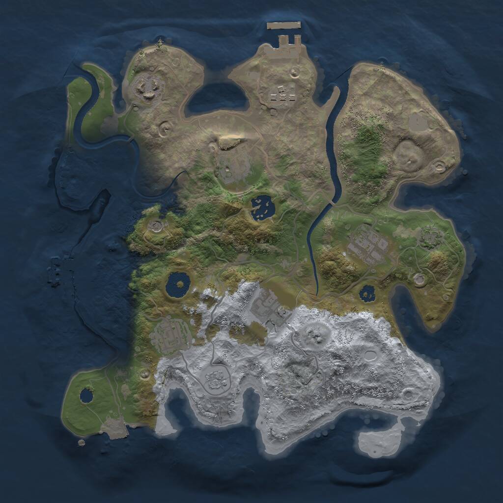 Rust Map: Procedural Map, Size: 3000, Seed: 1858919973, 13 Monuments