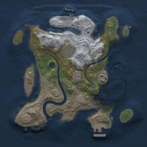 Thumbnail Rust Map: Procedural Map, Size: 2500, Seed: 9080, 7 Monuments