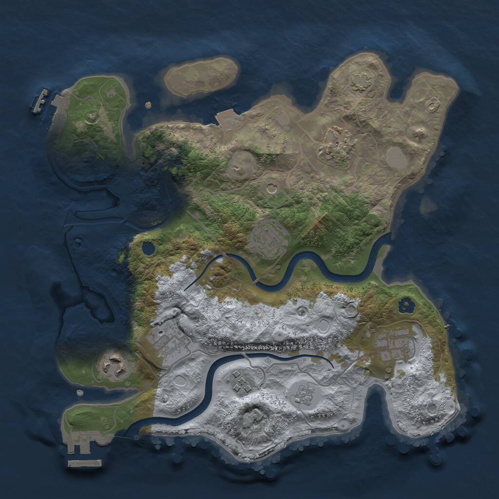 Rust Map: Procedural Map, Size: 3000, Seed: 12335, 12 Monuments
