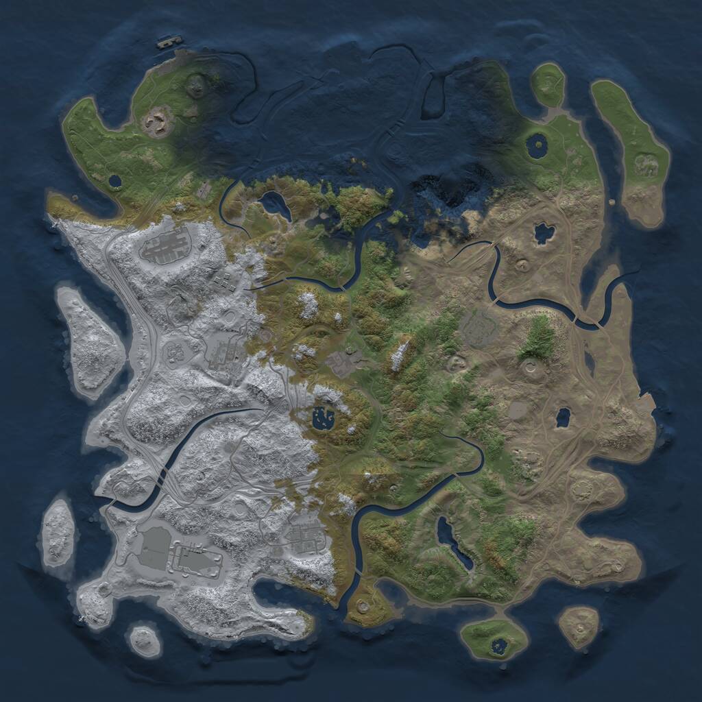 Rust Map: Procedural Map, Size: 4500, Seed: 1374438233, 16 Monuments