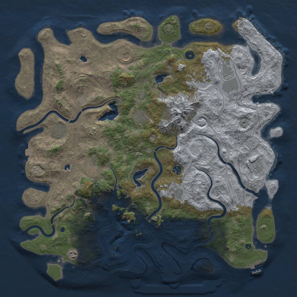 Rust Map: Procedural Map, Size: 5000, Seed: 374435033, 17 Monuments