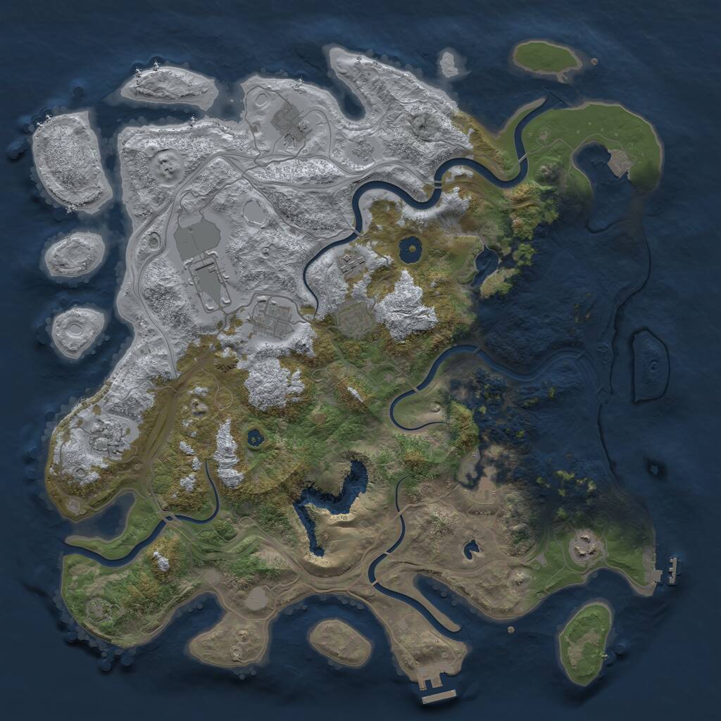 Rust Map: Procedural Map, Size: 4250, Seed: 447594625, 14 Monuments