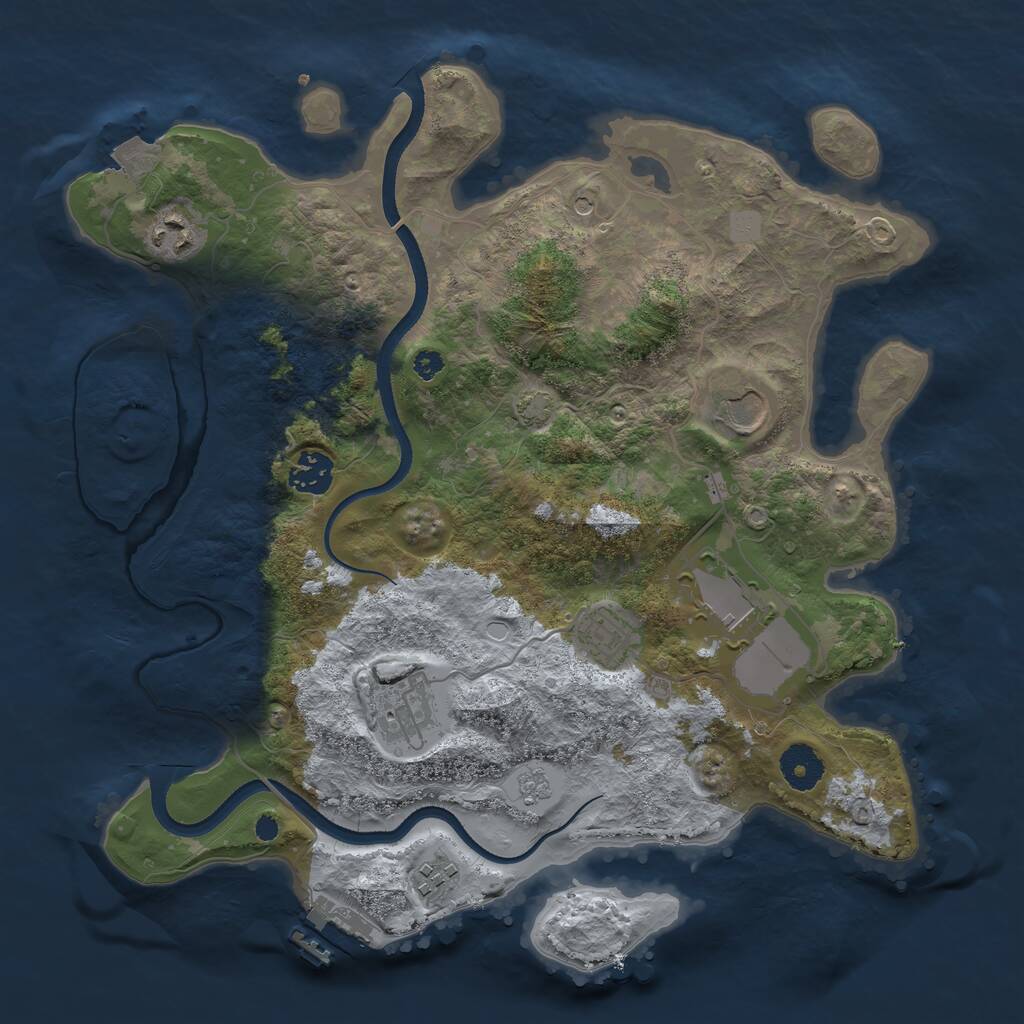 Rust Map: Procedural Map, Size: 3500, Seed: 881110049, 12 Monuments
