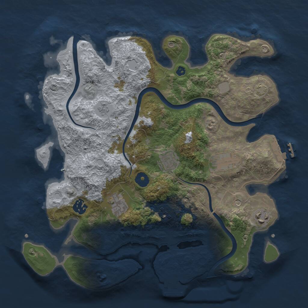 Rust Map: Procedural Map, Size: 3300, Seed: 1988342089, 12 Monuments