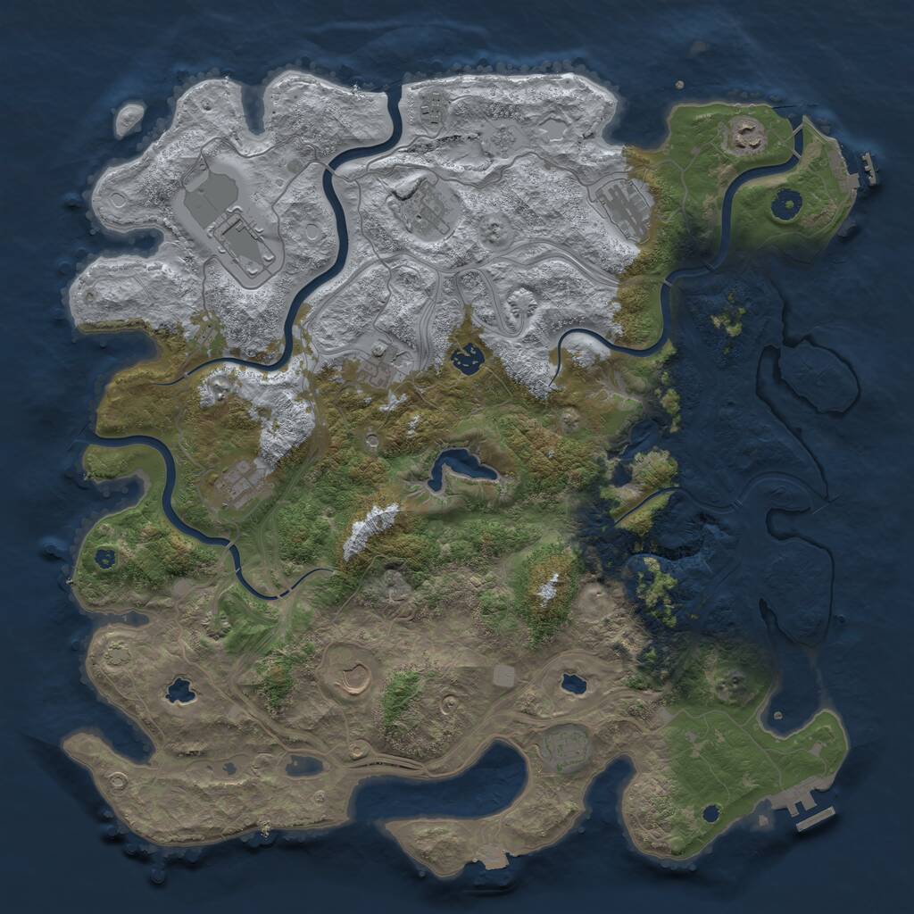 Rust Map: Procedural Map, Size: 4500, Seed: 997513372, 16 Monuments