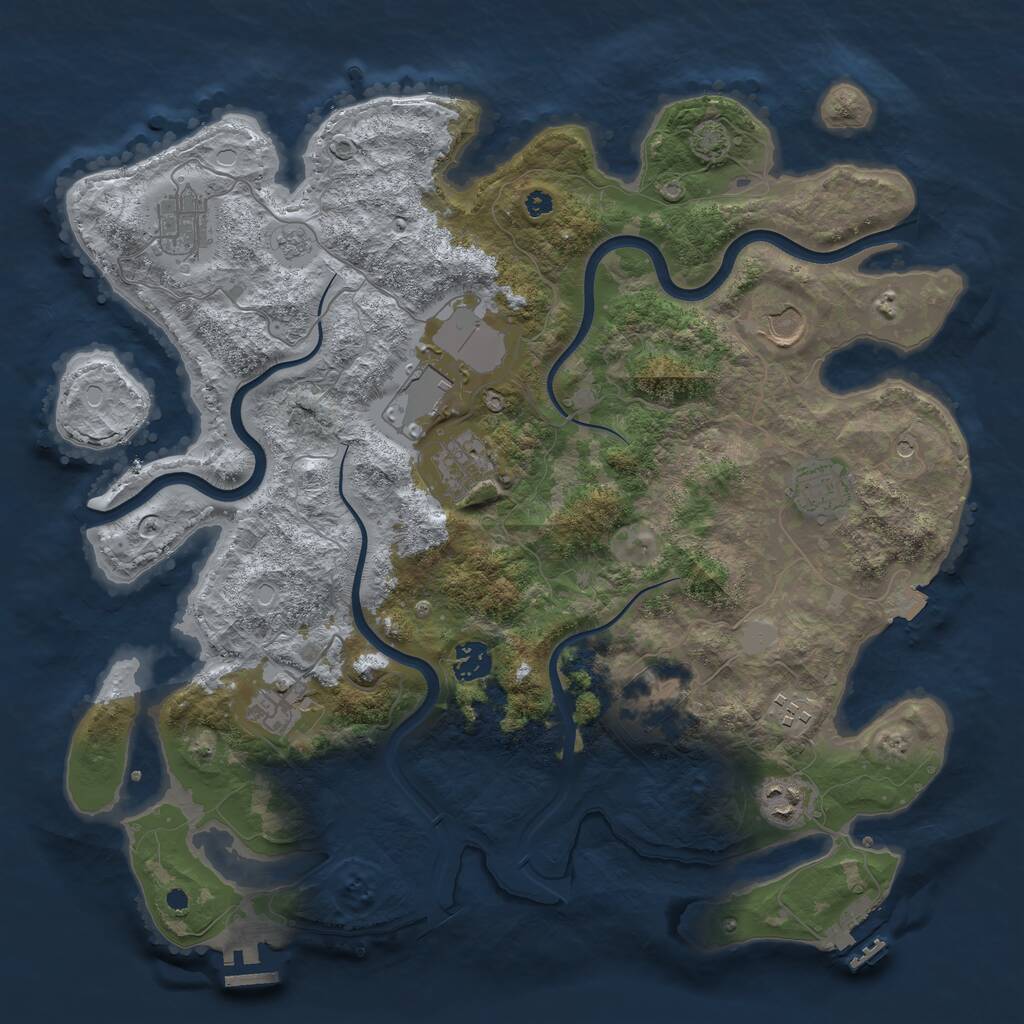 Rust Map: Procedural Map, Size: 3850, Seed: 1815661568, 16 Monuments