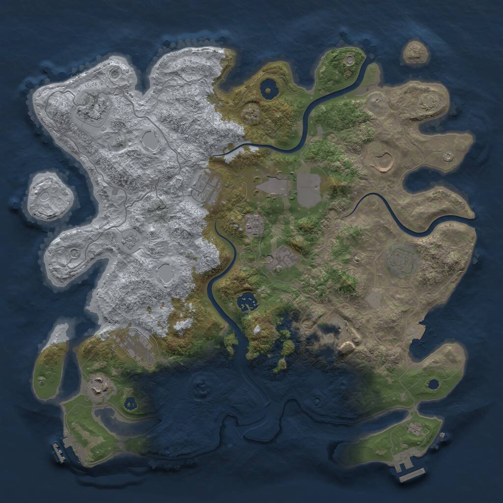 Rust Map: Procedural Map, Size: 3850, Seed: 1815661568, 17 Monuments