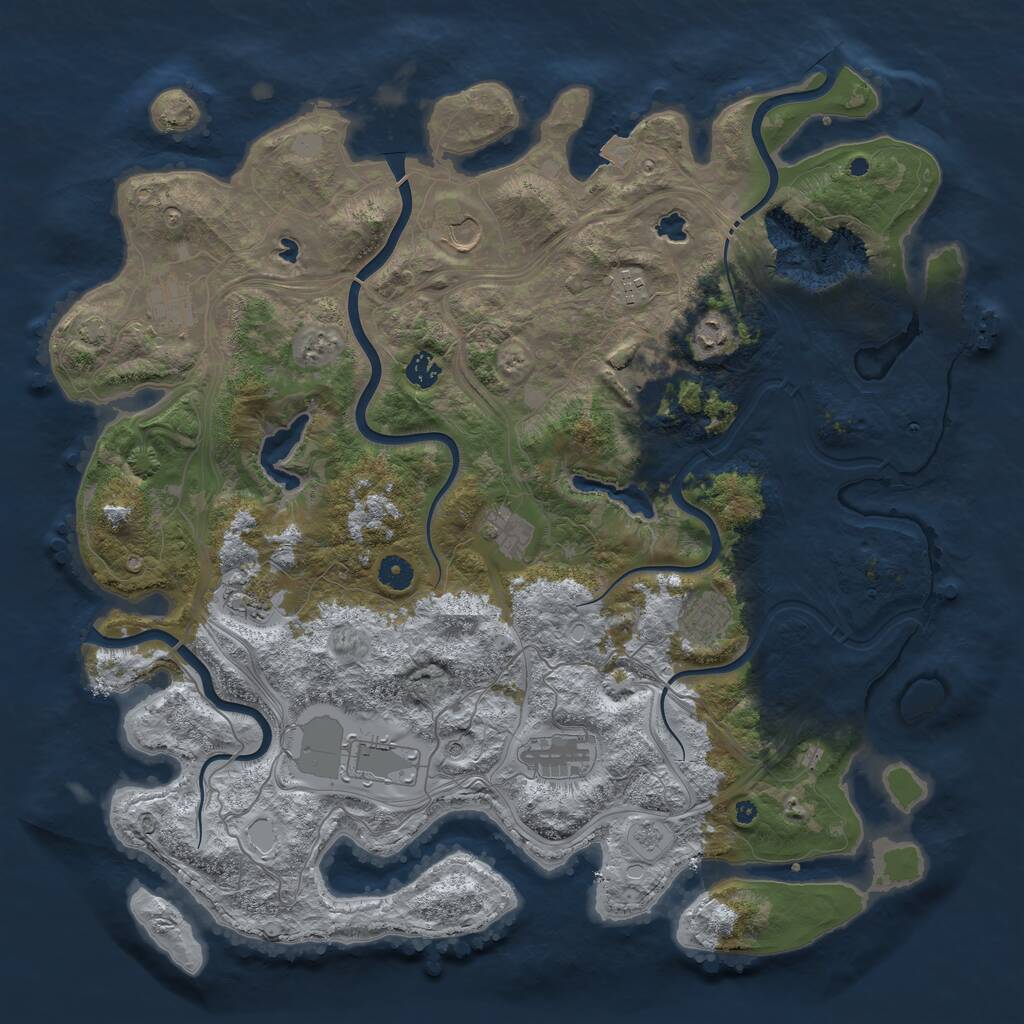 Rust Map: Procedural Map, Size: 4500, Seed: 805553695, 16 Monuments