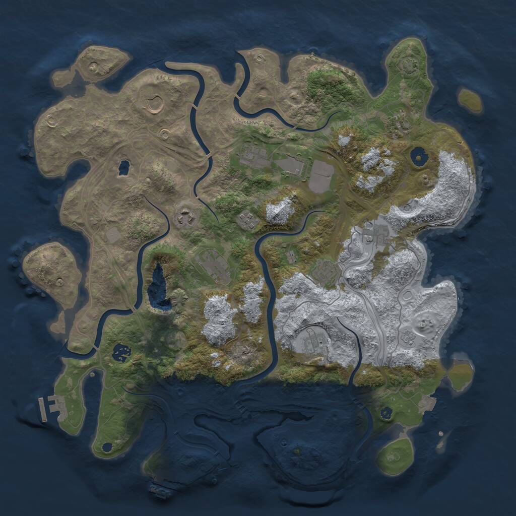 Rust Map: Procedural Map, Size: 4250, Seed: 1142291453, 17 Monuments