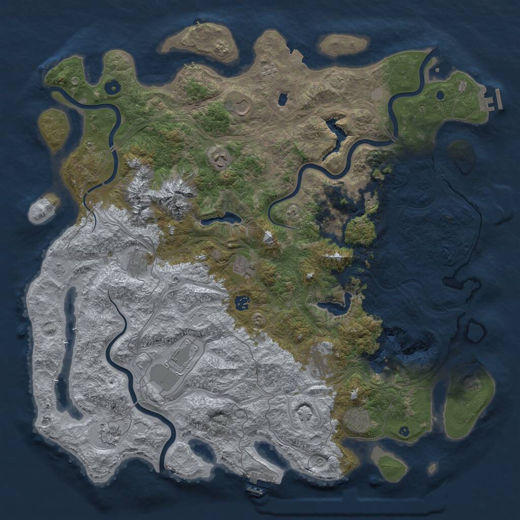 Rust Map: Procedural Map, Size: 5000, Seed: 4367, 17 Monuments