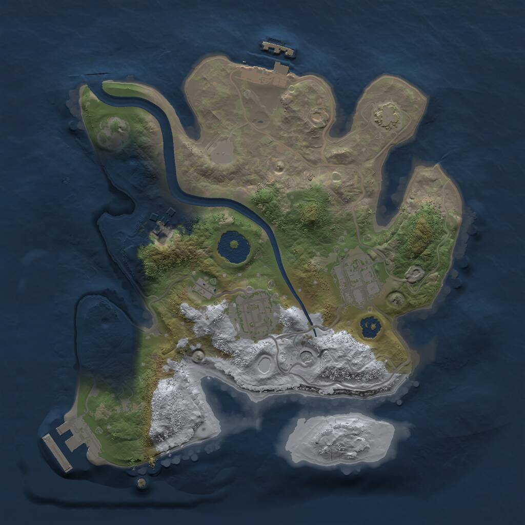 Rust Map: Procedural Map, Size: 2500, Seed: 86578, 8 Monuments