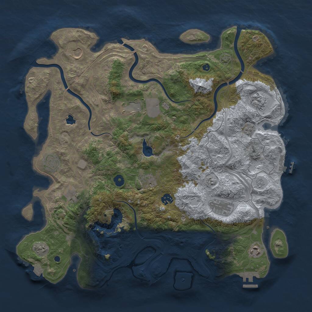 Rust Map: Procedural Map, Size: 4250, Seed: 957047497, 16 Monuments