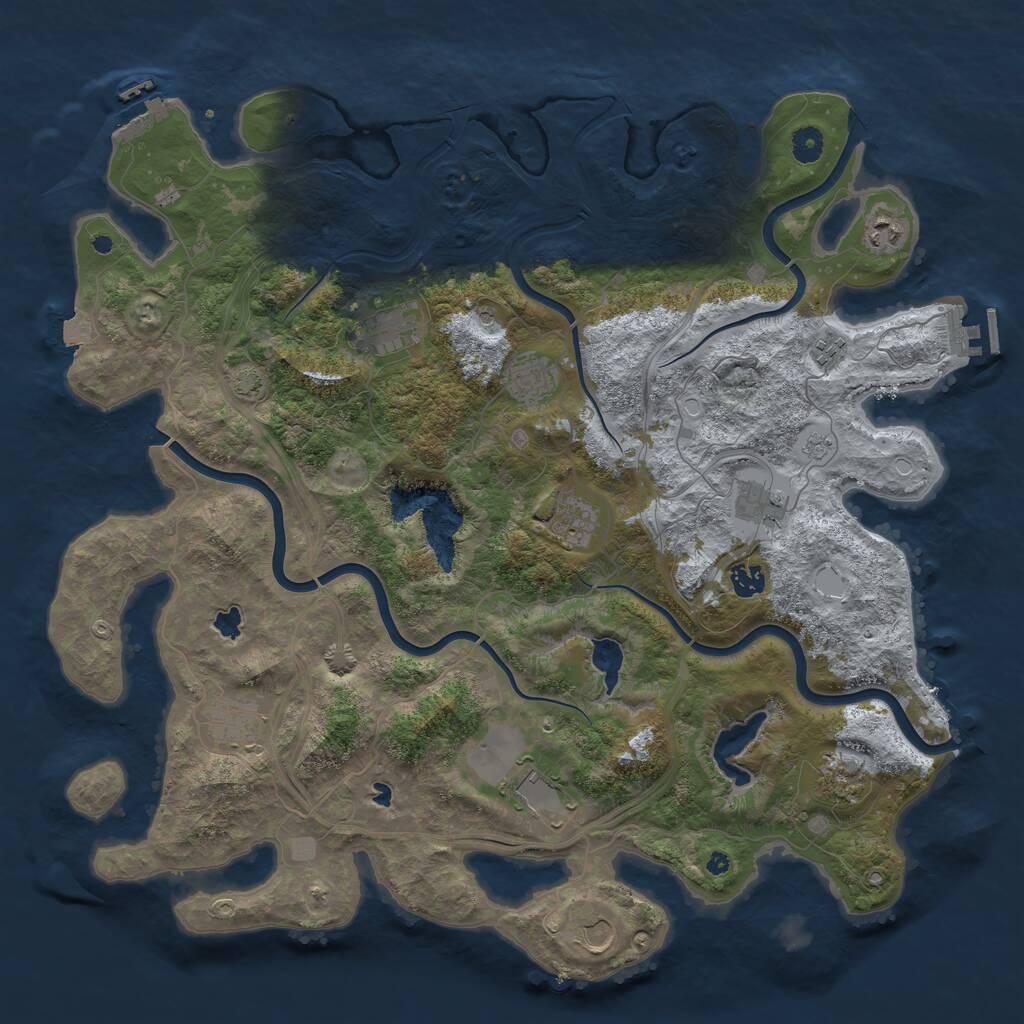 Rust Map: Procedural Map, Size: 4500, Seed: 673121161, 17 Monuments