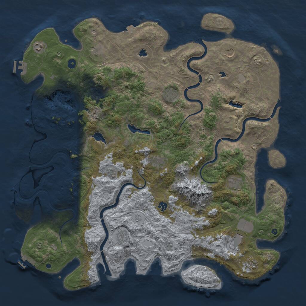 Rust Map: Procedural Map, Size: 5000, Seed: 607326336, 17 Monuments