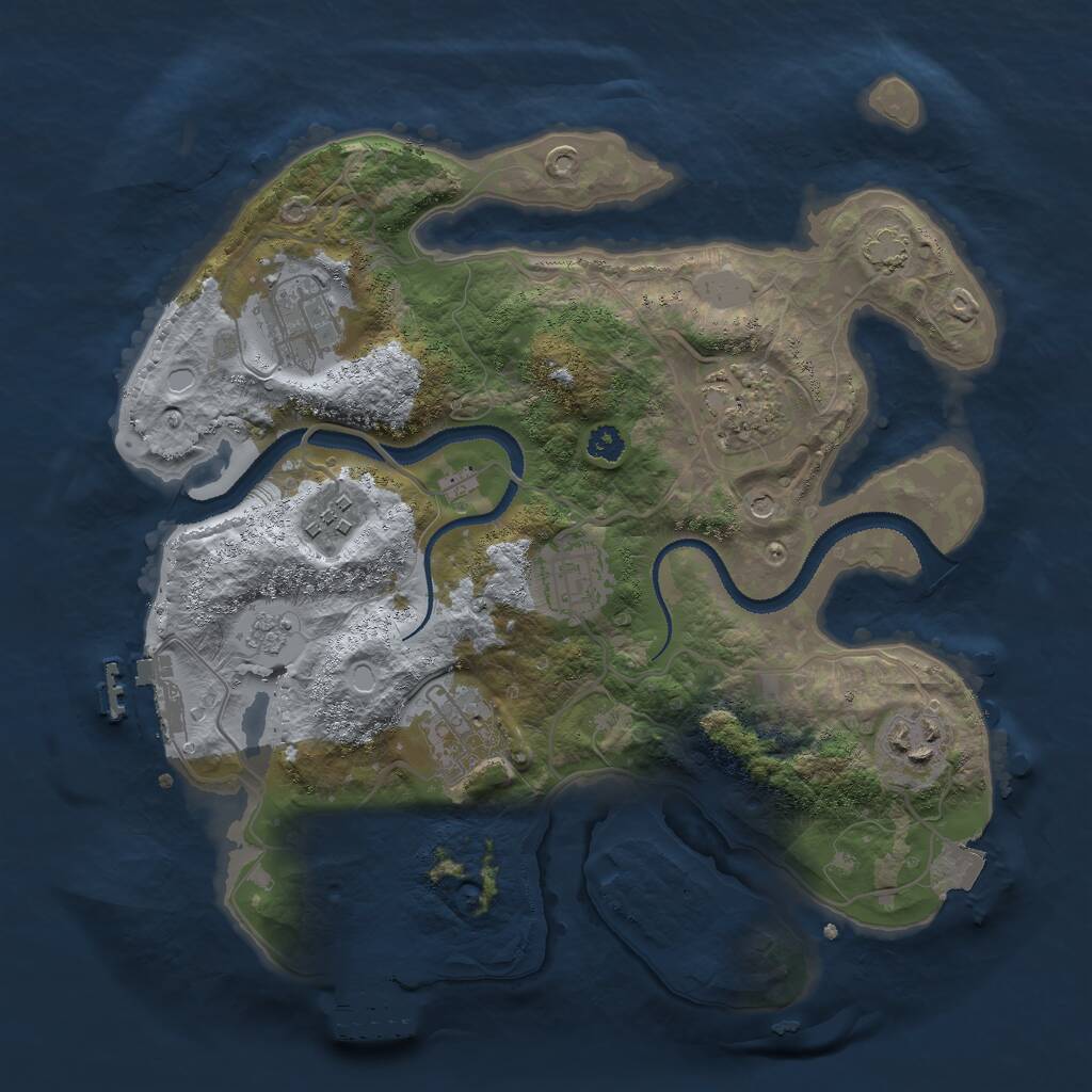 Rust Map: Procedural Map, Size: 3000, Seed: 1485653087, 12 Monuments