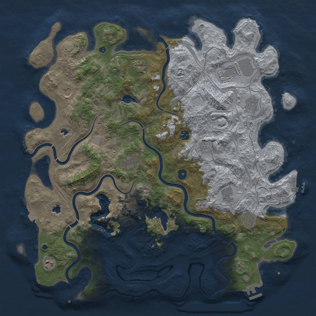Rust Map: Procedural Map, Size: 4800, Seed: 1236497970, 17 Monuments
