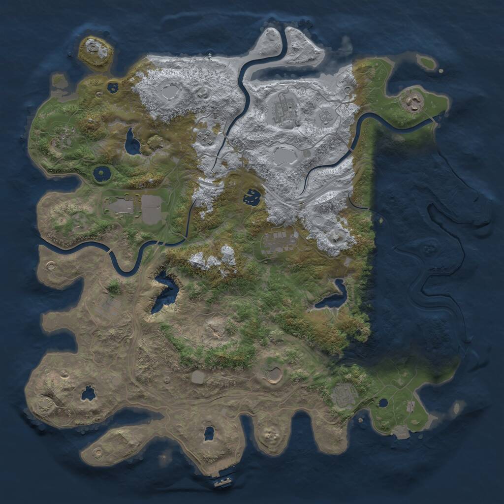 Rust Map: Procedural Map, Size: 4500, Seed: 503787285, 16 Monuments