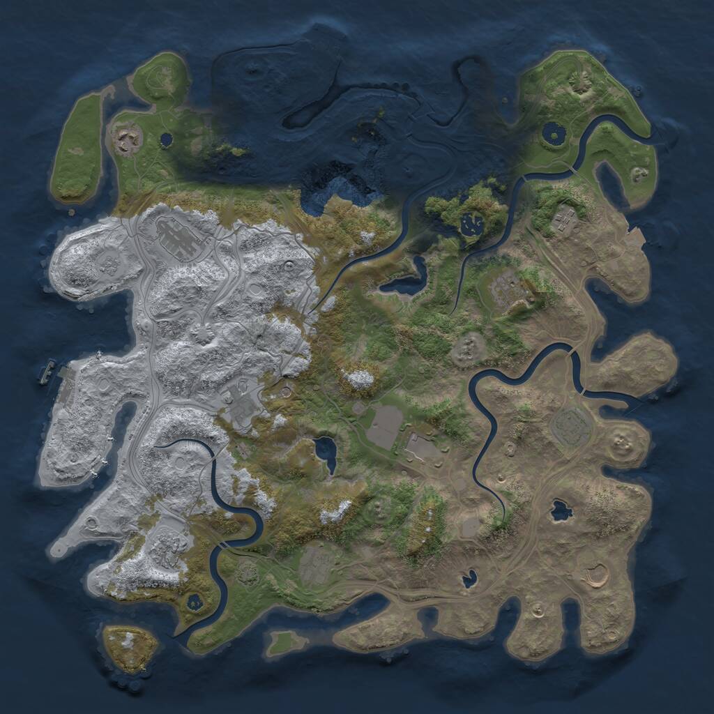 Rust Map: Procedural Map, Size: 4500, Seed: 46863164, 17 Monuments