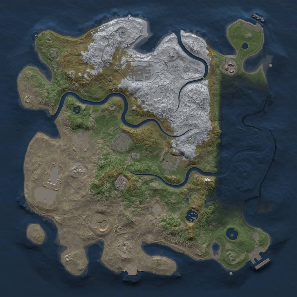 Rust Map: Procedural Map, Size: 3750, Seed: 1740821032, 15 Monuments
